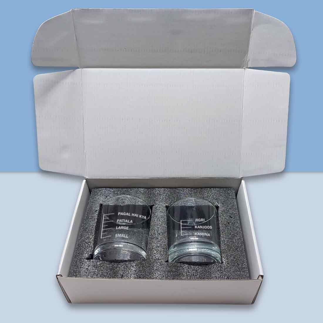 Whiskey Glasses Liquor Glass-  Anniversary Birthday Gift Funny Gifts for Husband Bf - SMALL LARGE PATIYALA PAGAL HAI KYA - Image 10