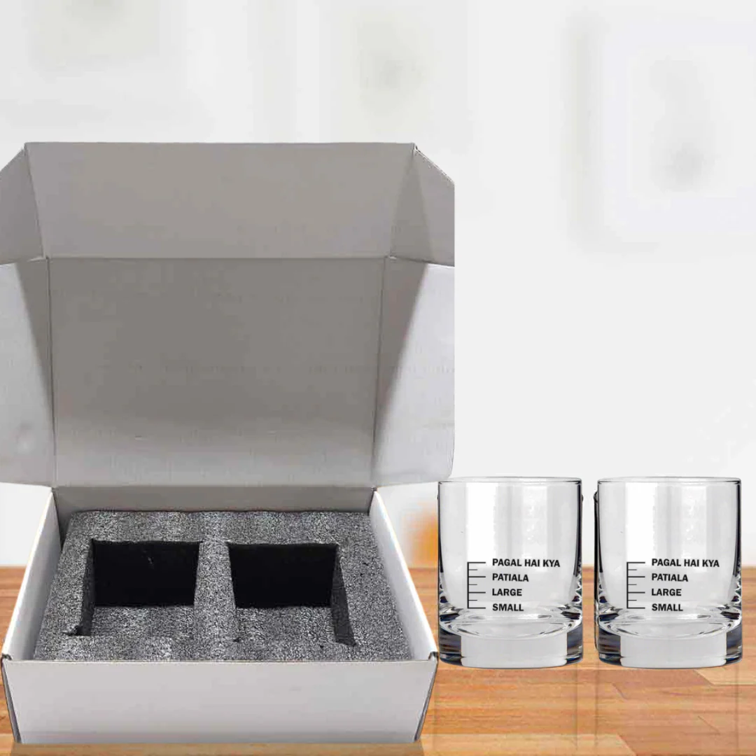 Whiskey Glasses Liquor Glass-  Anniversary Birthday Gift Funny Gifts for Husband Bf - SMALL LARGE PATIYALA PAGAL HAI KYA - Image 19