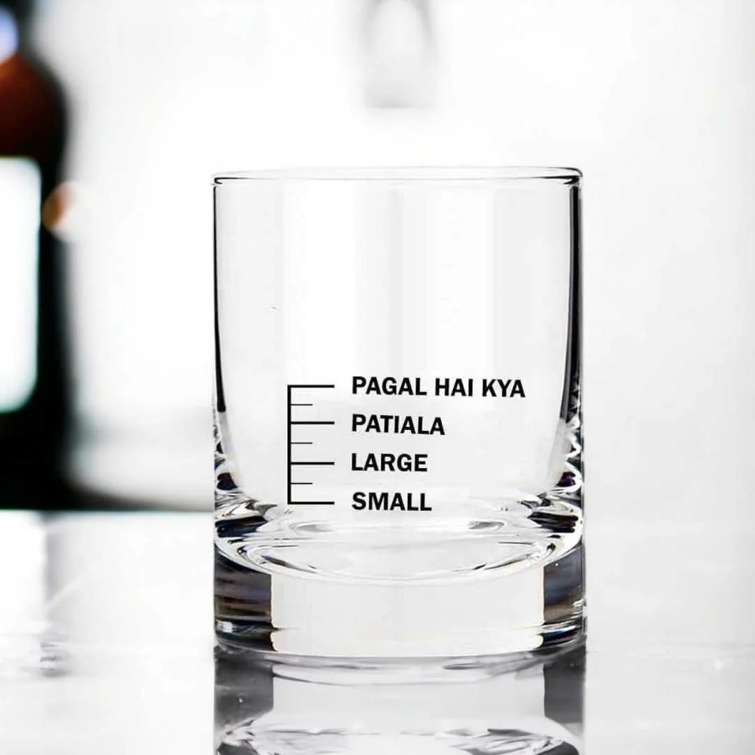 Whiskey Glasses Liquor Glass-  Anniversary Birthday Gift Funny Gifts for Husband Bf - SMALL LARGE PATIYALA PAGAL HAI KYA - Image 8