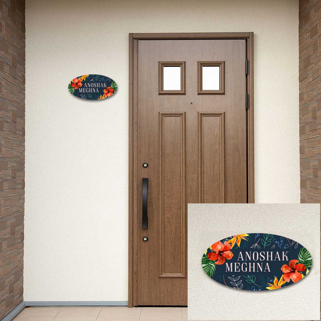 Custom Door Name Plate for House Cafes Bungalow - Flower Petals and Leaf - Image 4
