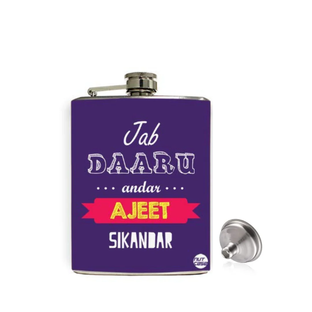 Customized Cool Hip Flask - Fun Unique Gift - Daaru Andar - Image 3