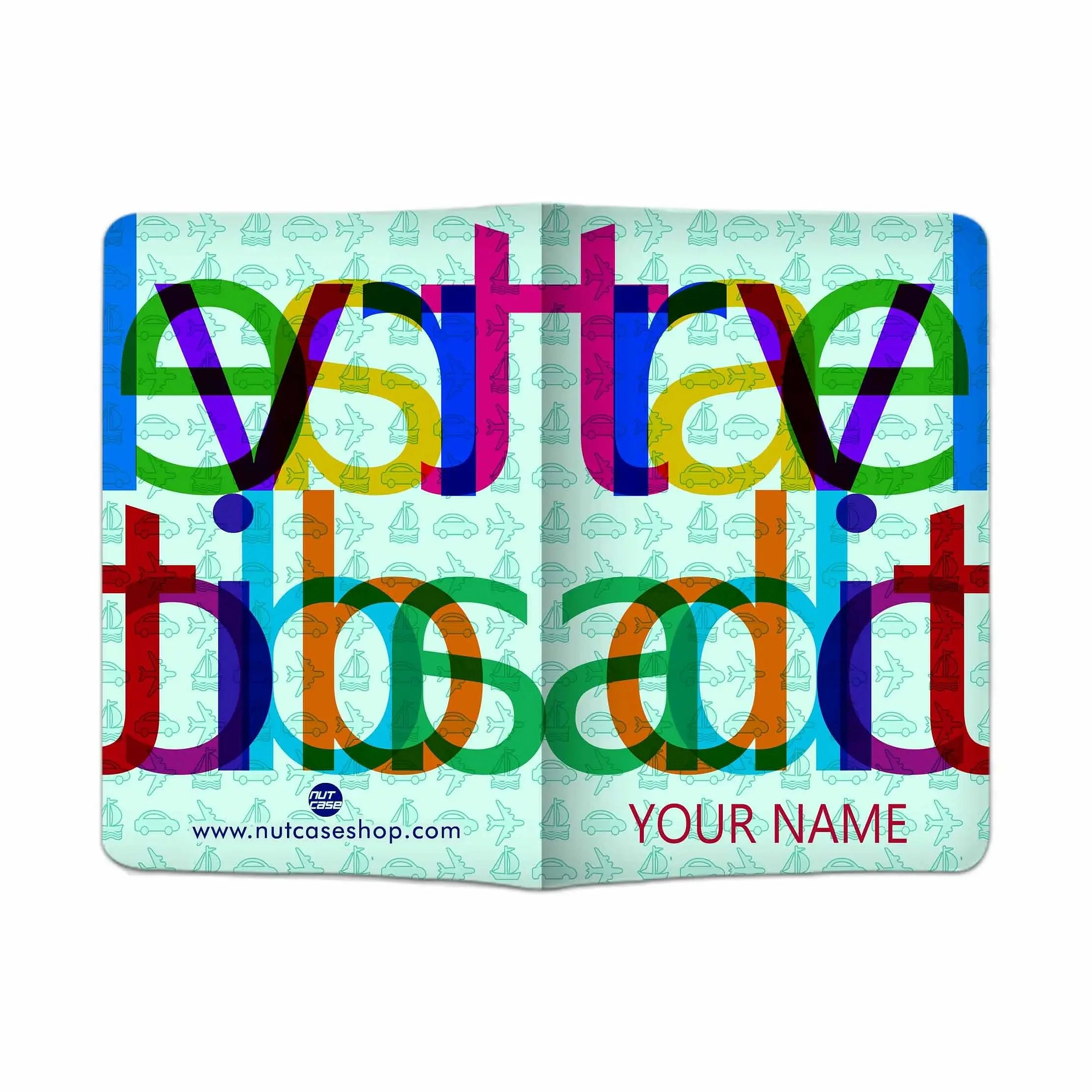 Beautiful Personalized Passport Cover - TRAVEL ADDICT BLUE - Image 3