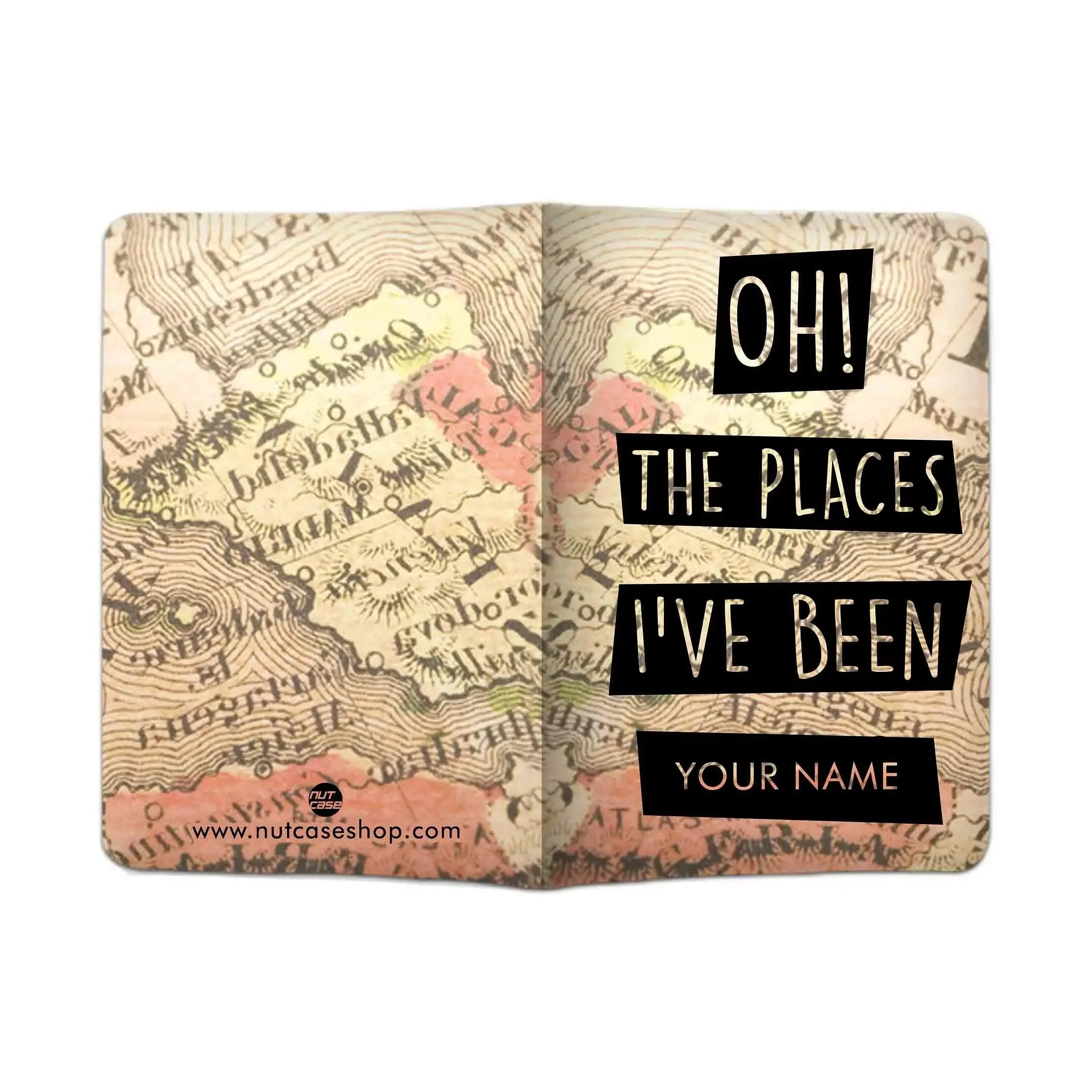 Personalized Passport Cover with Name - OH THE PLACES I'VE BEEN - MAPS - Image 3