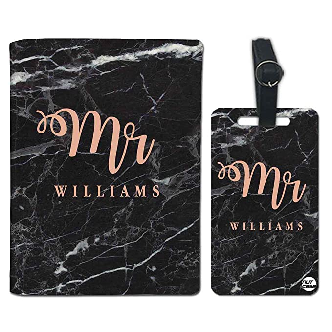 Personalized Gifts for Him Passport Holder-Mr Black Marble - Image 4