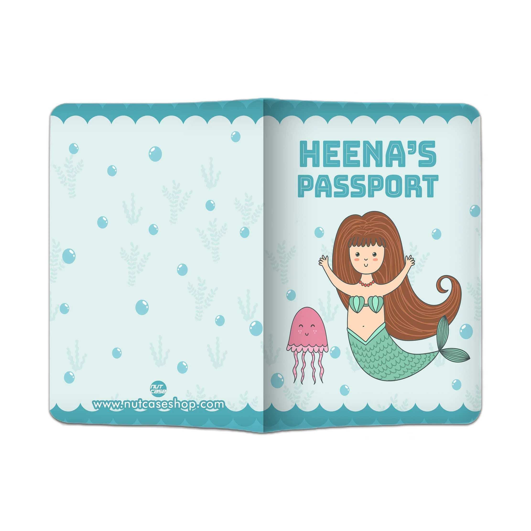 Cute Personalized Girl Passport Cover -Jellyfish Blue - Image 3