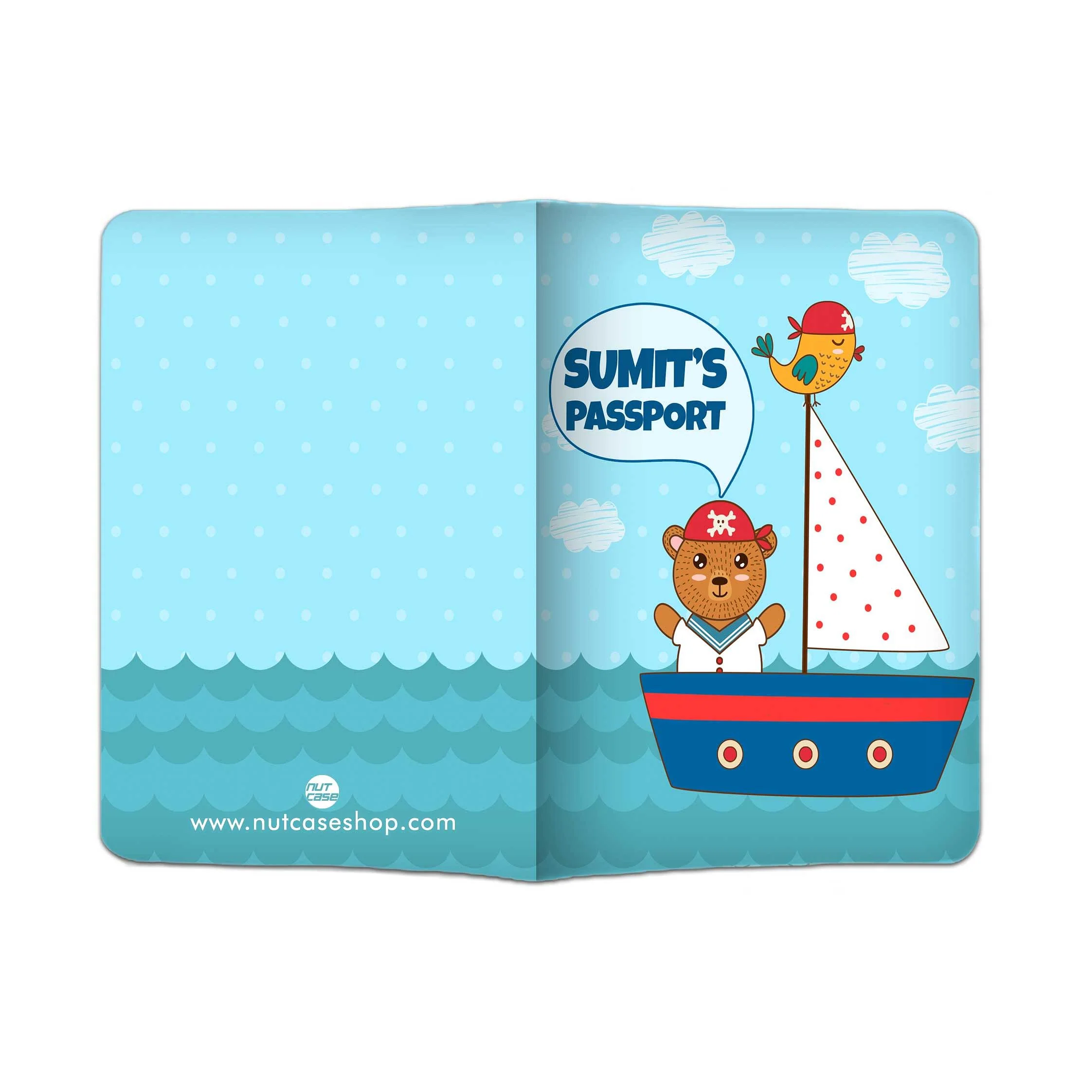 Customized Travel Document Holder -Ship & Bear Blue - Image 11