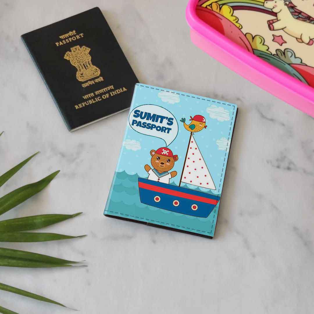 Customized Travel Document Holder -Ship & Bear Blue - Image 8