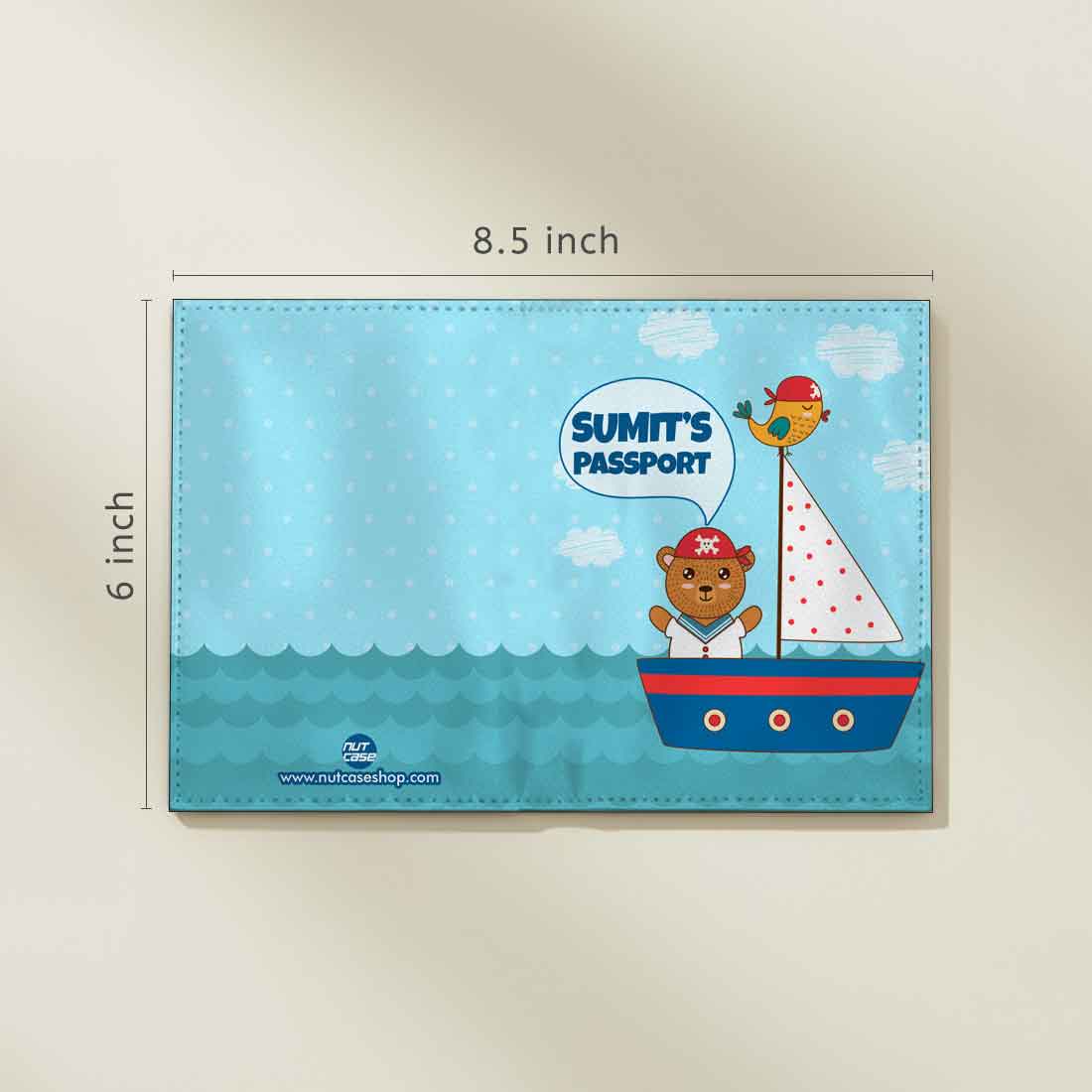 Customized Travel Document Holder -Ship & Bear Blue - Image 9