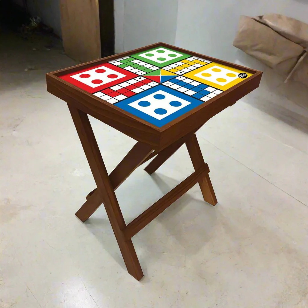Ludo Coffee Table Folding for Home Bedroom - Teak Wood - Image 3