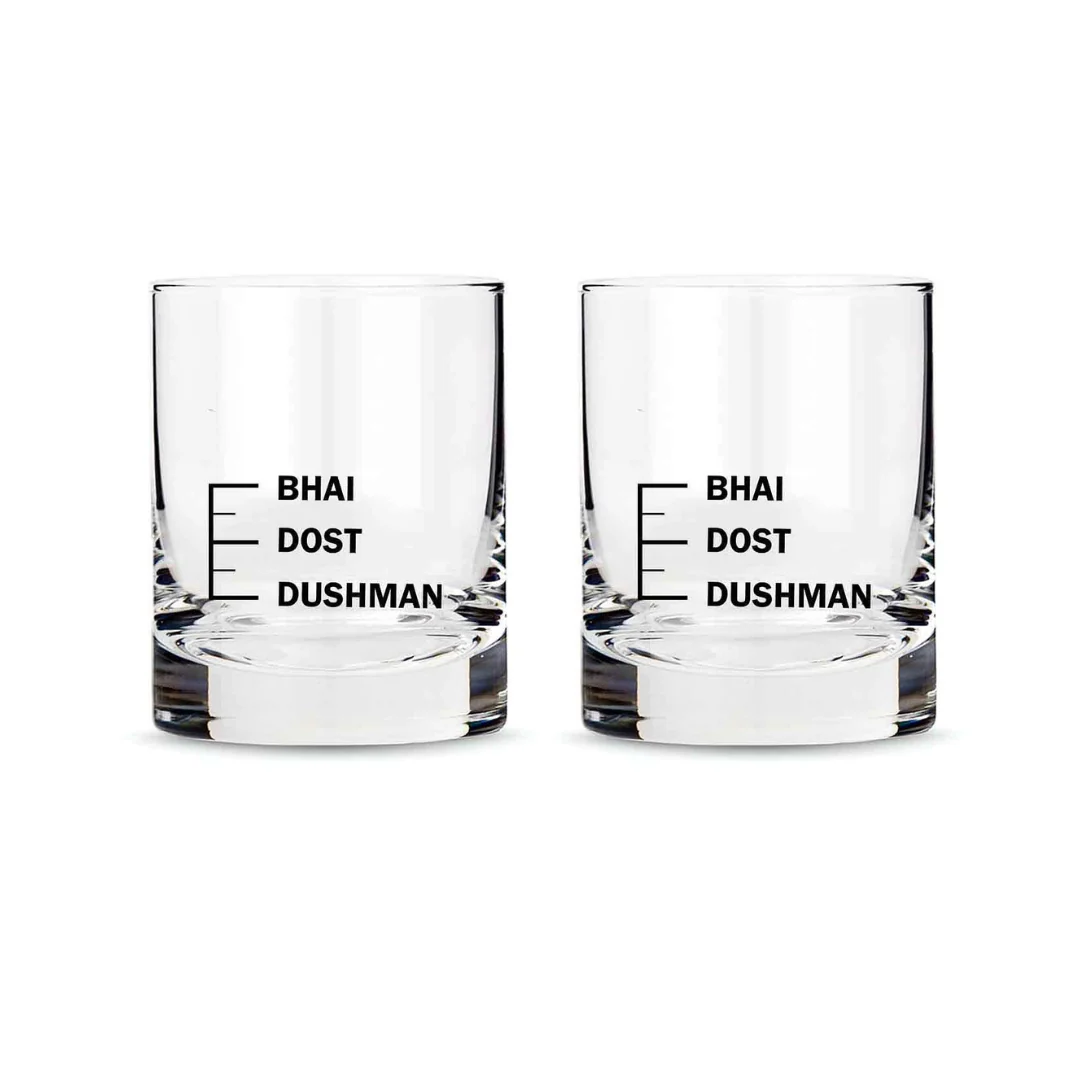 Whiskey Glasses Liquor Glass- Anniversary Birthday Gift Funny Gifts for Husband Bf - DUSHMAN DOST BHAI - Image 10