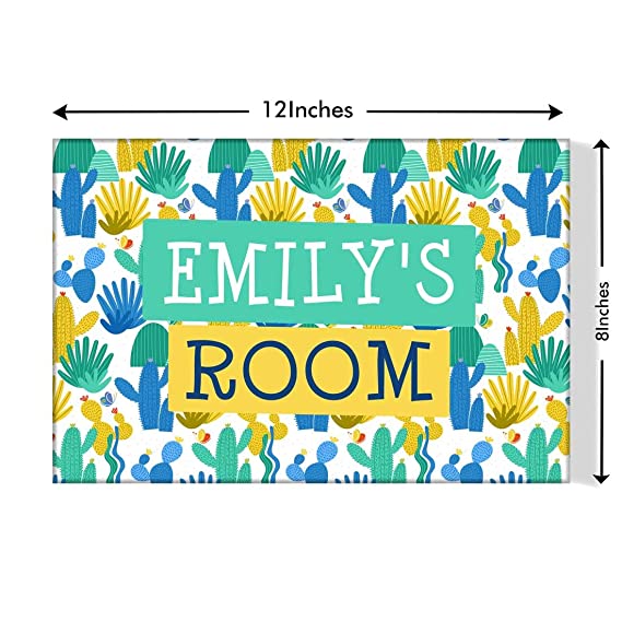 Children's Custom Bedroom Door Name Plate - Cool Cactus Design - Image 3