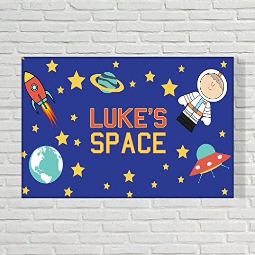Customized Children's Door Name Plate - Space Astronaut Galaxy Universe - Image 3