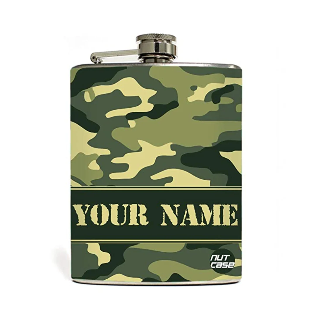 Personalized Hip Flask Army Camouflage Military Green With Funnel - Camo - Image 4