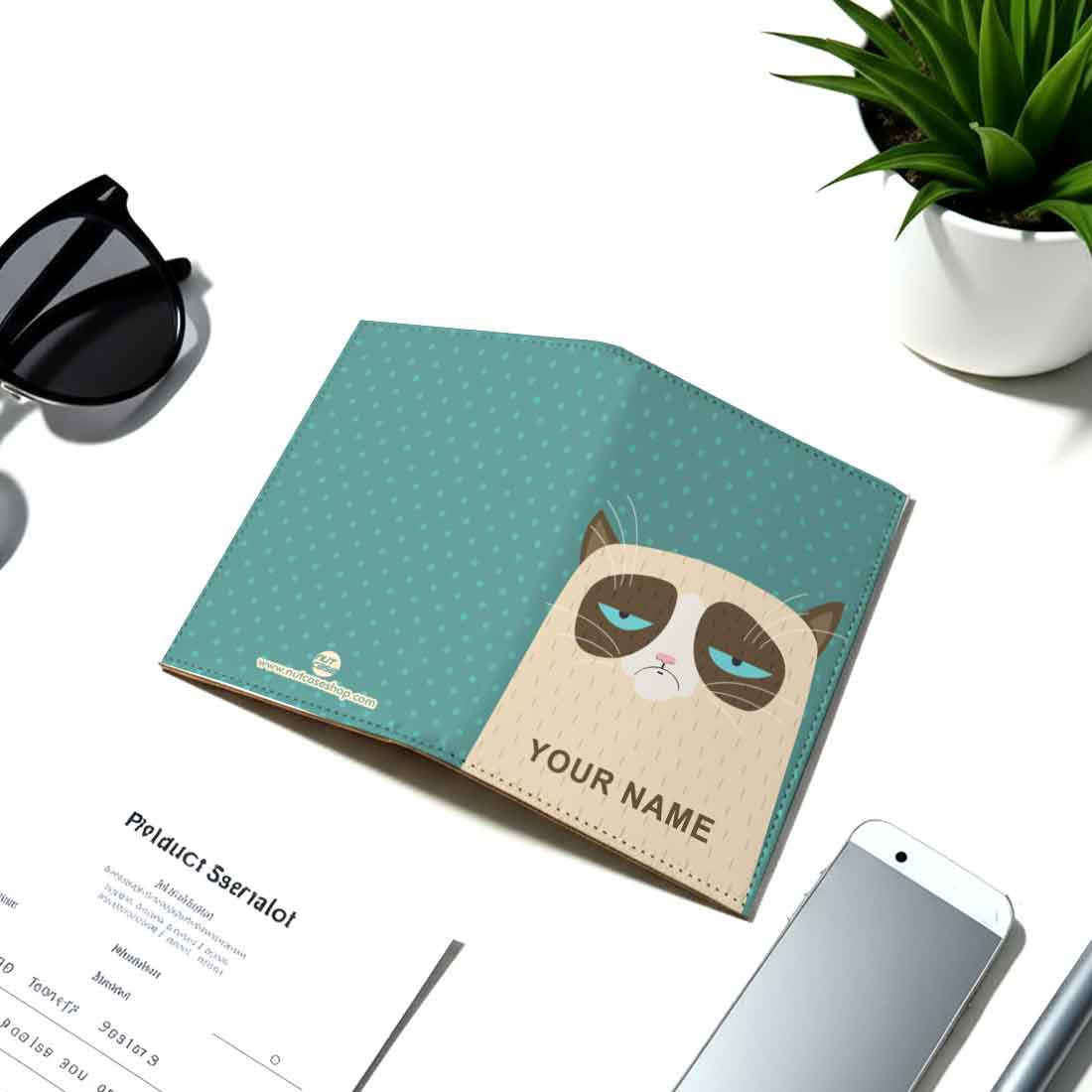 Cute Customized Passport Cover -  Grumping Cat - Image 4