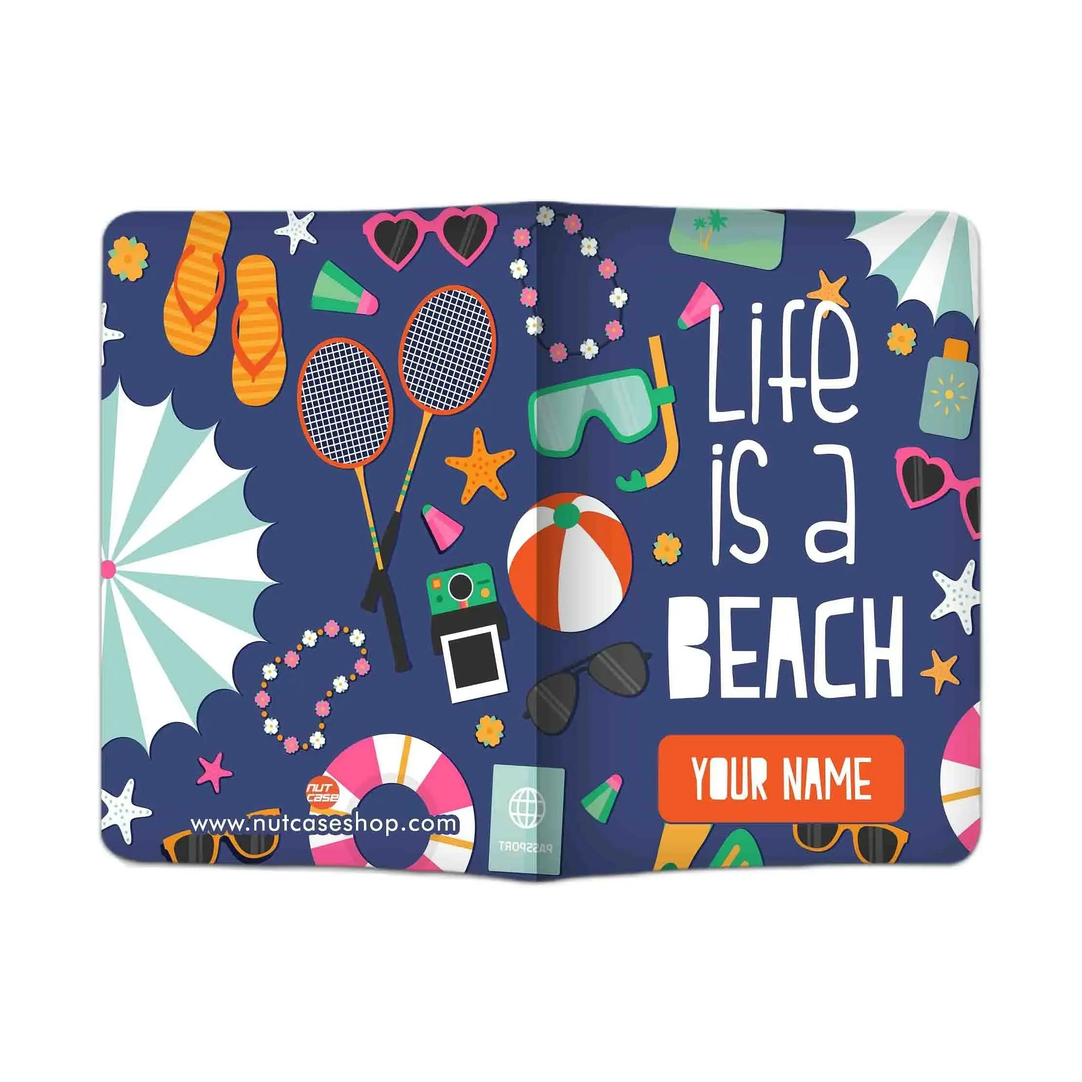 Blue Personalized Passport Cover - Life Is A Beach Blue - Image 4