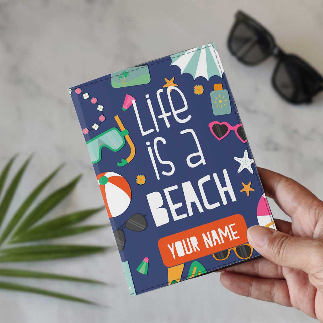 Blue Personalized Passport Cover - Life Is A Beach Blue - Image 6