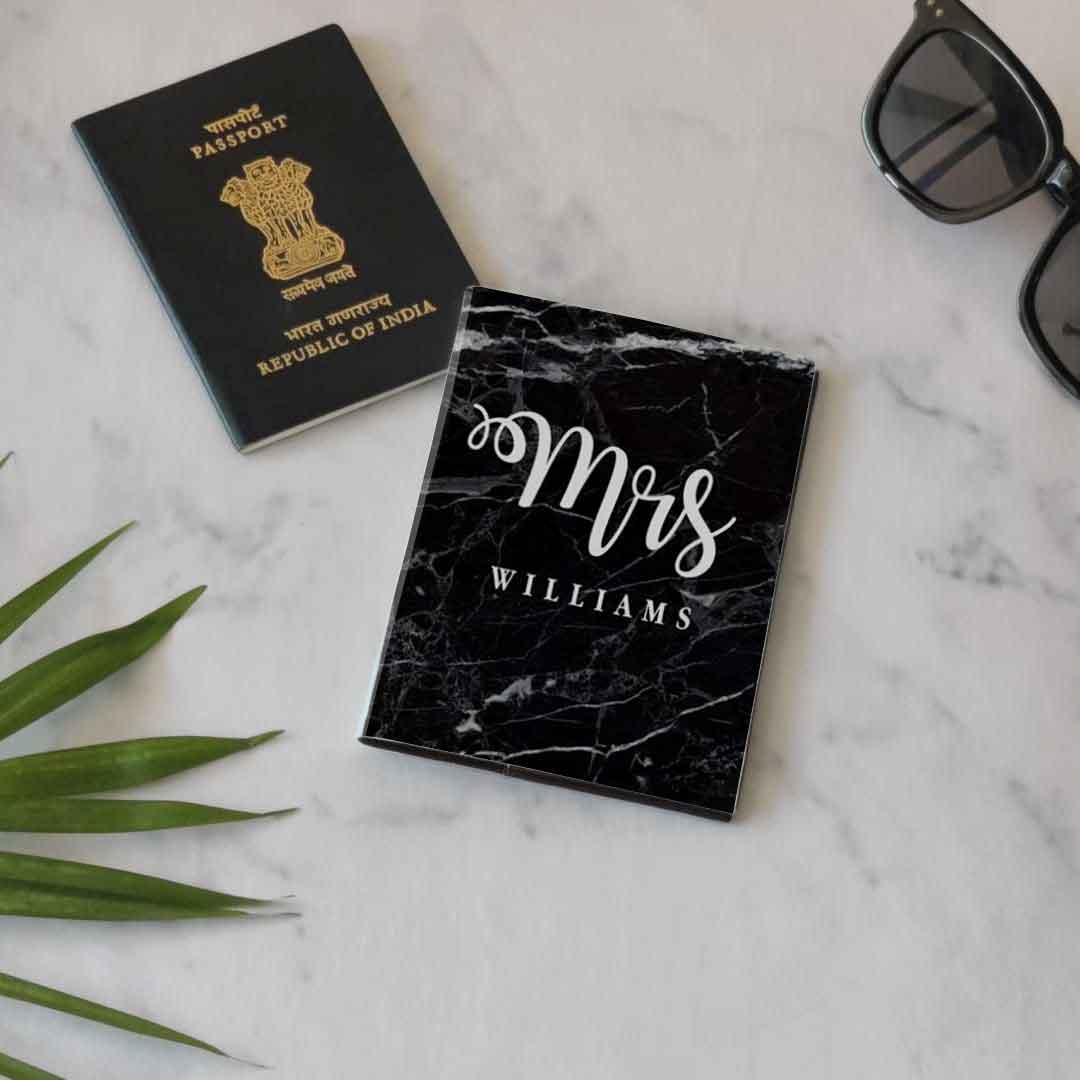 New Customized Passport Holder - Mrs Black Marble - Image 6