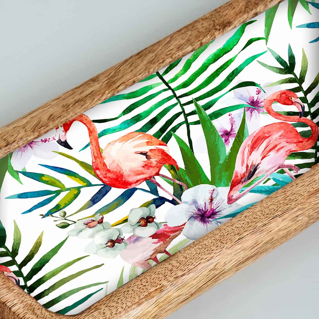 Snack Serving Platters for Croquettes, Kebabs | Mango Wooden tray with handle - Tropical Paradise - Image 3
