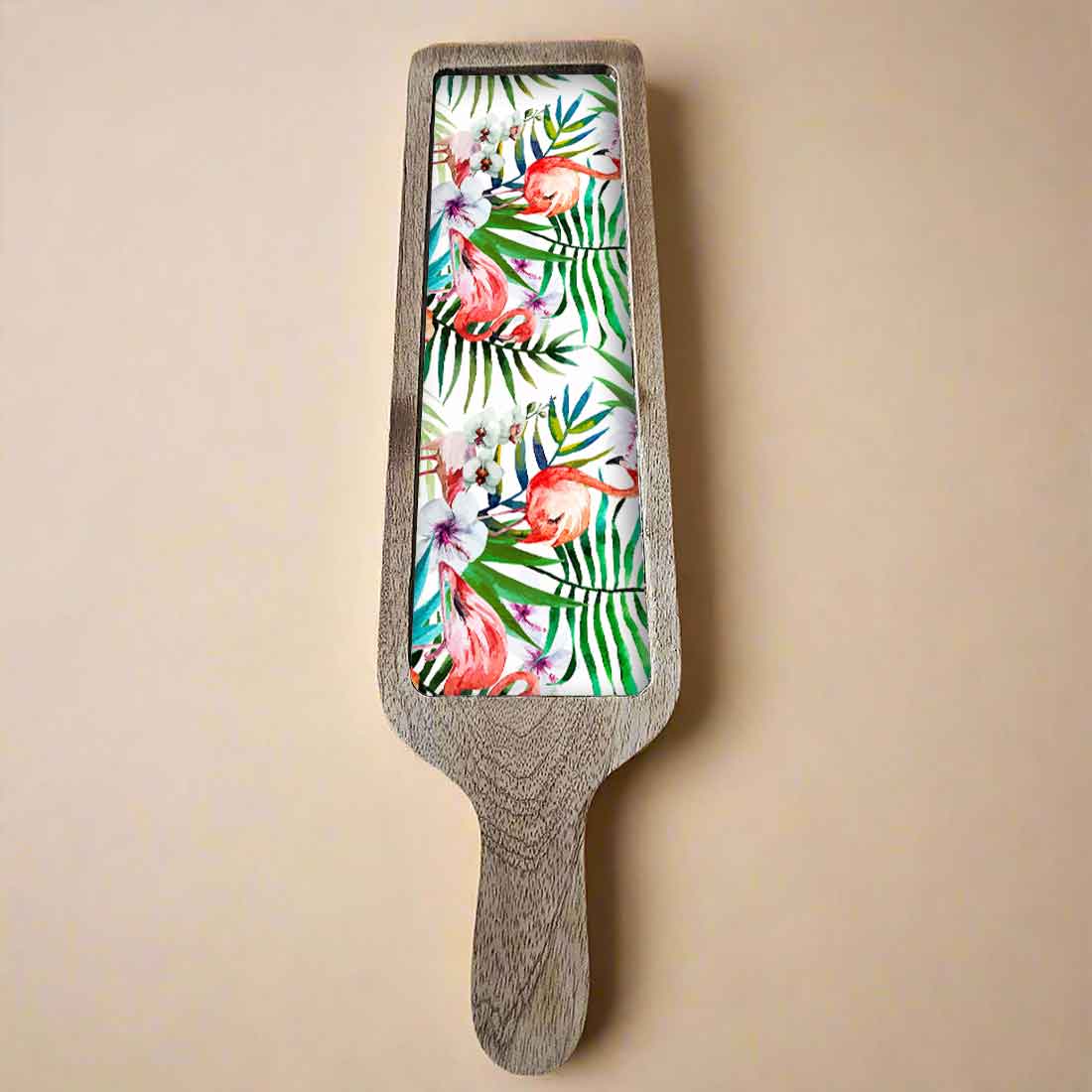 Snack Serving Platters for Croquettes, Kebabs | Mango Wooden tray with handle - Tropical Paradise - Image 4