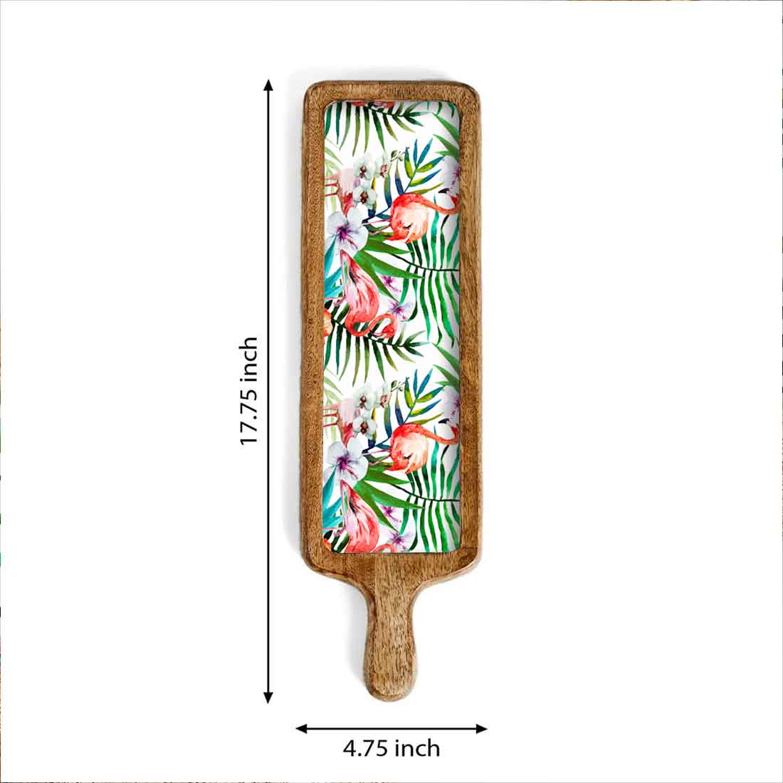 Snack Serving Platters for Croquettes, Kebabs | Mango Wooden tray with handle - Tropical Paradise - Image 5