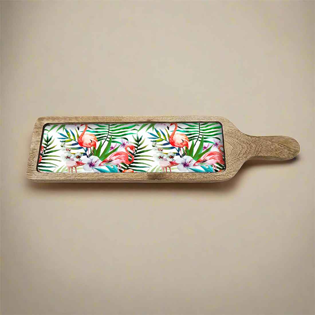 Snack Serving Platters for Croquettes, Kebabs | Mango Wooden tray with handle - Tropical Paradise - Image 6