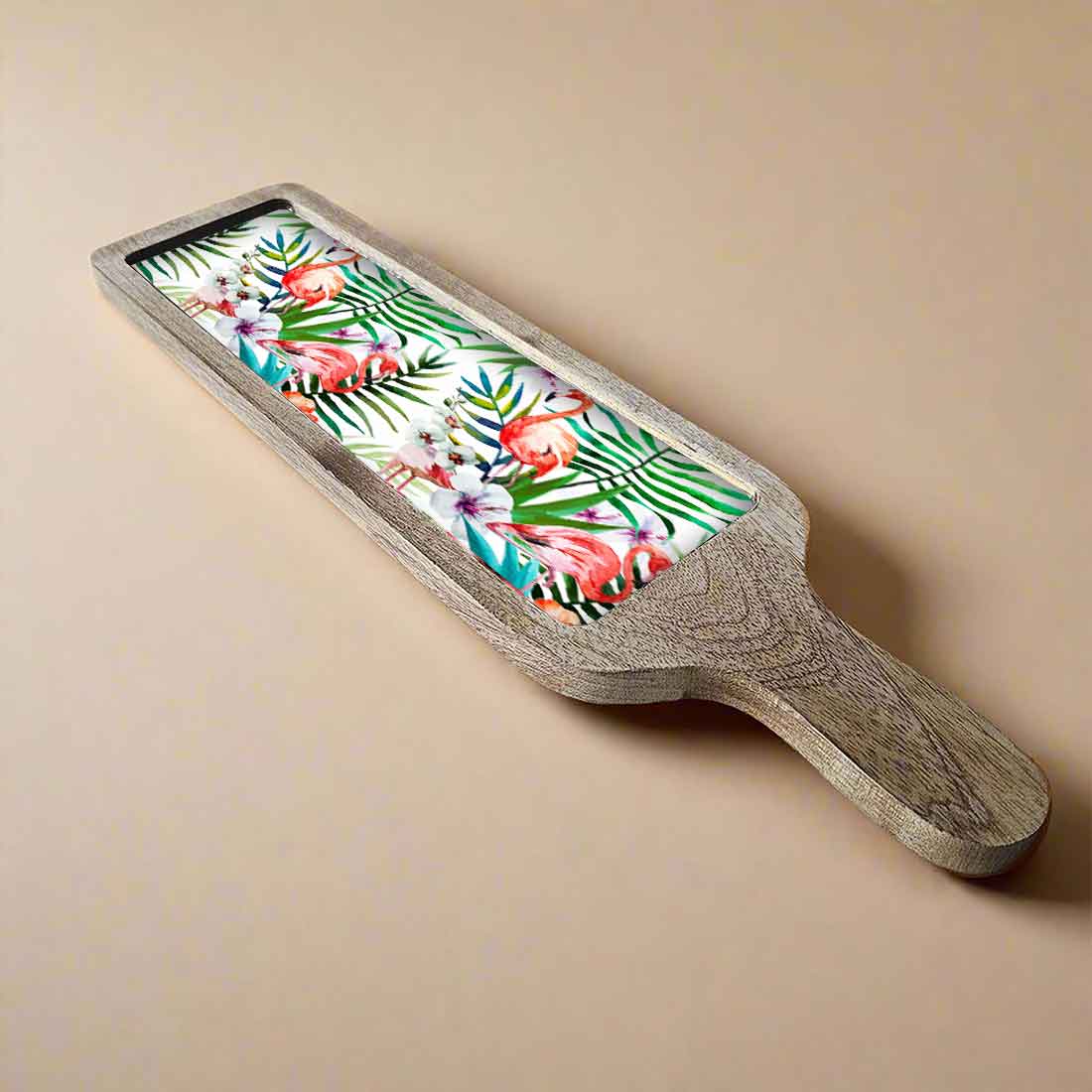 Snack Serving Platters for Croquettes, Kebabs | Mango Wooden tray with handle - Tropical Paradise - Image 7