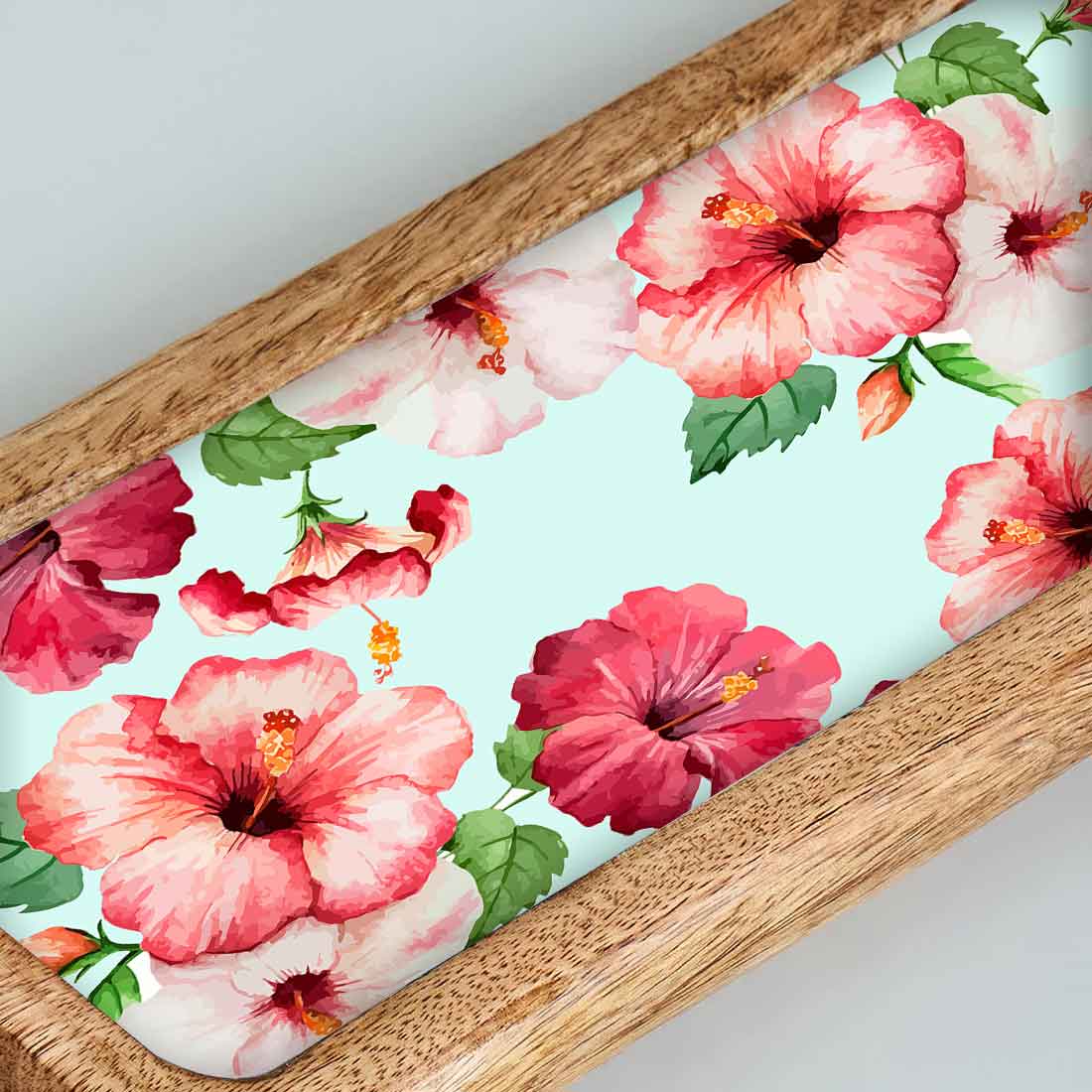 Stylish Serving Platter Tray For Dry Snacks Wooden Tray - Hibiscus Flower - Image 5
