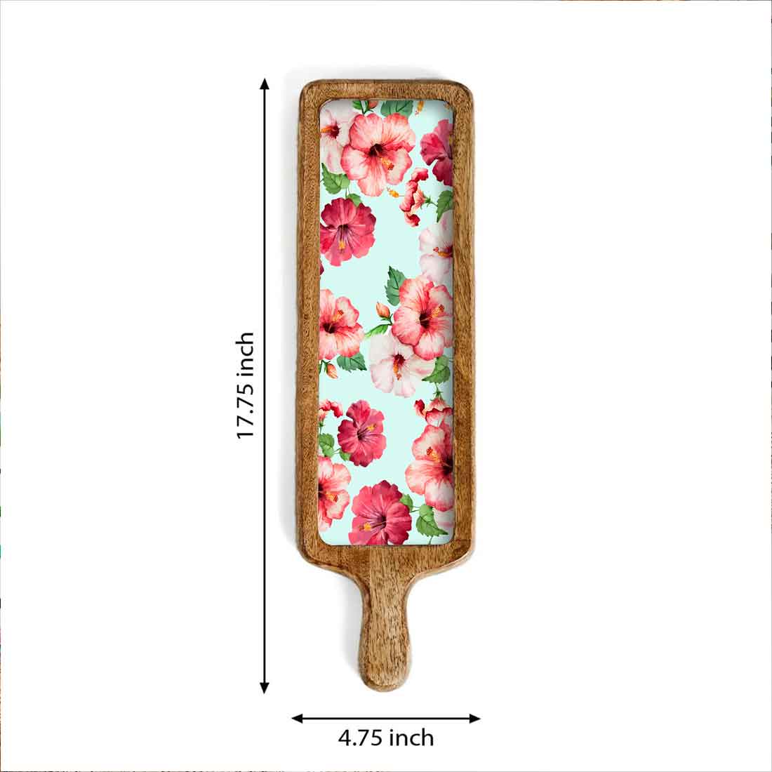 Stylish Serving Platter Tray For Dry Snacks Wooden Tray - Hibiscus Flower - Image 6